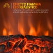 CAMINO ELETTRICO CON EFFETTO FIAMMA STILE RETR=, TERMOSTATO 1000-2000W E LUCE REGOLABILE, NERO