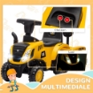 CAMION GIOCATTOLO PER BAMBINI 12-36 MESI CON PALA E RIMORCHIO, IN PP E METALLO, 91X29X44 CM, GIALLO