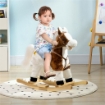 CAVALLINO A DONDOLO PER BAMBINI DA 3-6 ANNI IN PELUCHE CON SUONI, 68X26X62CM, MARRONE