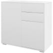 CREDENZA MODERNA CON 2 ARMADIETTI E 2 CASSETTI CON APERTURA A PRESSIONE, 79X36X74CM, BIANCO LUCIDO