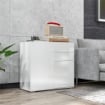 CREDENZA MODERNA CON 2 ARMADIETTI E 2 CASSETTI CON APERTURA A PRESSIONE, 79X36X74CM, BIANCO LUCIDO