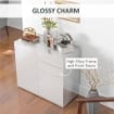 CREDENZA MODERNA CON 2 ARMADIETTI E 2 CASSETTI CON APERTURA A PRESSIONE, 79X36X74CM, BIANCO LUCIDO