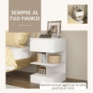 COMODINO MODERNO IN TRUCIOLATO E MDF CON UN CASSETTO E 2 RIPIANI, 39X39X65 CM, BIANCO