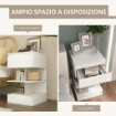 COMODINO MODERNO IN TRUCIOLATO E MDF CON UN CASSETTO E 2 RIPIANI, 39X39X65 CM, BIANCO