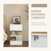 COMODINO MODERNO IN TRUCIOLATO E MDF CON UN CASSETTO E 2 RIPIANI, 39X39X65 CM, BIANCO