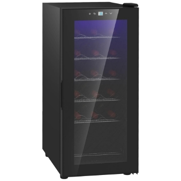 CANTINETTA FRIGORIFERO PER 18 BOTTIGLIE DI VINO CON DISPLAY DIGITALE, LUCE LED E CONTROLLO TEMPERATURA, NERO