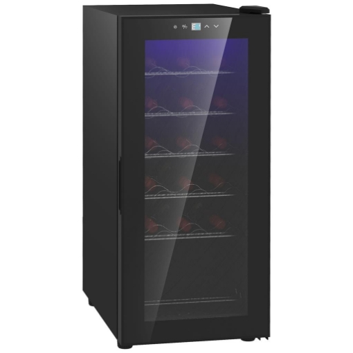 CANTINETTA FRIGORIFERO PER 18 BOTTIGLIE DI VINO CON DISPLAY DIGITALE, LUCE LED E CONTROLLO TEMPERATURA, NERO