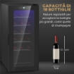 CANTINETTA FRIGORIFERO PER 18 BOTTIGLIE DI VINO CON DISPLAY DIGITALE, LUCE LED E CONTROLLO TEMPERATURA, NERO