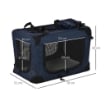 BORSA PER CANI A 3 INGRESSI CON CUSCINO E SACCHE PORTAOGGETTI, IN TESSUTO OXFORD BLU E METALLO, 70X51X50 CM