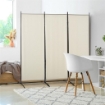 PARAVENTO SEPARÉ DA INTERNO A 3 PANNELLI PIEGHEVOLE IN METALLO E POLIESTERE, 253X50X182CM, BEIGE