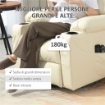 POLTRONA ALZAPERSONA RECLINABILE FINO A 135¦ CON 8 PUNTI MASSAGGIO, TELECOMANDO E POGGIAPIEDI, 88X92X106 CM, CREMA