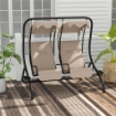 DONDOLO DA GIARDINO 2 POSTI CON TETTO PARASOLE, IN ACCIAIO E POLIESTERE, 170X136X170 CM, BEIGE