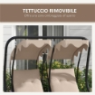 DONDOLO DA GIARDINO 2 POSTI CON TETTO PARASOLE, IN ACCIAIO E POLIESTERE, 170X136X170 CM, BEIGE