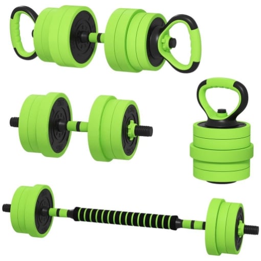 PESI DA PALESTRA SET 4 IN 1 DA 40KG TOTALI, UTILIZZABILE COME KETTLEBELL, MANUBRI E BILANCIERI