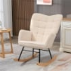 POLTRONA A DONDOLO IMBOTTITA IN LEGNO E ACCIAIO PER SOGGIORNO E CAMERA DA LETTO, 71X92X101 CM, BEIGE