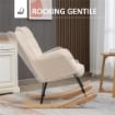 POLTRONA A DONDOLO IMBOTTITA IN LEGNO E ACCIAIO PER SOGGIORNO E CAMERA DA LETTO, 71X92X101 CM, BEIGE