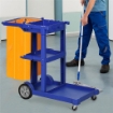 CARRELLO PULIZIE A 3 RIPIANI CON GANCI E SACCO DA 100L, 121X50.5X96.5 CM, BLU GIALLO E GRIGIO