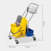 CARRELLO PULIZIE CON STRIZZATORE, SECCHIO 25L E RIPIANO IN PLASTICA, IN PP E METALLO, 72X49.5X95 CM, BLU E GIALLO