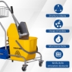 CARRELLO PULIZIE CON STRIZZATORE, SECCHIO 25L E RIPIANO IN PLASTICA, IN PP E METALLO, 72X49.5X95 CM, BLU E GIALLO