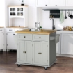 CARRELLO DA CUCINA CON 2 CASSETTI E 2 ARMADIETTI, PIANO IN LEGNO, PORTASPEZIE E PORTA CANOVACCI, GRIGIO