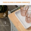 CARRELLO DA CUCINA CON 2 CASSETTI E 2 ARMADIETTI, PIANO IN LEGNO, PORTASPEZIE E PORTA CANOVACCI, GRIGIO