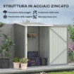 CASETTA DA GIARDINO PORTA ATTREZZI IN ACCIAIO GALVANIZZATO E PORTA, 100X103X160CM, GRIGIO