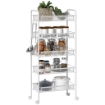 CARRELLO DA CUCINA SALVASPAZIO A 5 LIVELLI CON CESTINI A RETE IN ACCIAIO, 45X26.5X106CM, BIANCO