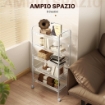 CARRELLO DA CUCINA SALVASPAZIO A 5 LIVELLI CON CESTINI A RETE IN ACCIAIO, 45X26.5X106CM, BIANCO