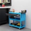 CARRELLO PORTA ATTREZZI CON MANICO LATERALE, CASSETTO E 3 RIPIANI IN ACCIAIO, 82X35X76 CM, BLU