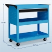 CARRELLO PORTA ATTREZZI CON MANICO LATERALE, CASSETTO E 3 RIPIANI IN ACCIAIO, 82X35X76 CM, BLU