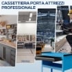 CARRELLO PORTA ATTREZZI CON MANICO LATERALE, CASSETTO E 3 RIPIANI IN ACCIAIO, 82X35X76 CM, BLU