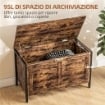 CASSAPANCA IN LEGNO DA 95L STILE INDUSTRIALE CON COPERCHIO E CERNIERA DI SICUREZZA, 80X40X49CM, MARRONE