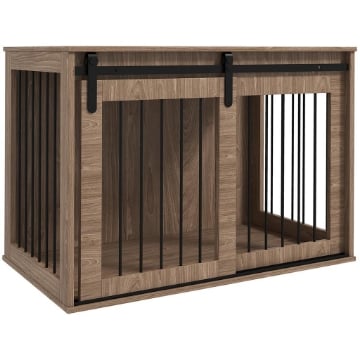 CASETTA PER CANI GRANDI CON PORTA SCORREVOLE PER INTERNO IN LEGNO, 98X58X61CM, MARRONE