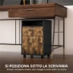 CASSETTIERA PORTADOCUMENTI CON CASSETTO E RIPIANO, 4 RUOTE, 40X35X60CM, MARRONE E NERO