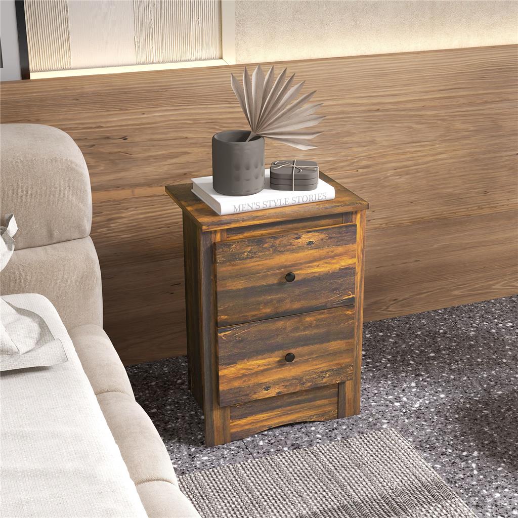 Credenza alta H110 cm con 4 cassetti e 1 nicchia - Motivo rattan - Stile country - Bianco + naturale