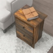 COMODINO CON 2 CASSETTI DALLO STILE RUSTICO IN LEGNO, 40X30X56 CM, MARRONE