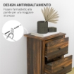 COMODINO CON 3 CASSETTI DALLO STILE RUSTICO IN LEGNO, 40X30X74 CM, MARRONE