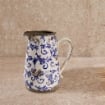 CARAFFA IN CERAMIICA CON DECORI BLU STILE SHABBY CHIC 17X12X18,5 CM