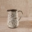 CARAFFA IN CERAMIICA CON DECORI BEIGE STILE SHABBY CHIC 17X12X18,5 CM