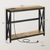 CONSOLLE DA INGRESSO STILE INDUSTRIALE CON PRESE DI CORRENTE E USB, LEGNO E ACCIAIO, 100X24X75CM, MARRONE