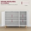 CREDENZA MODERNA CON 2 ARMADIETTI A 3 RIPIANI IN LEGNO, 107X40X80 CM, BIANCO