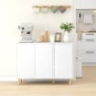 CREDENZA MODERNA CON 2 ARMADIETTI A 3 RIPIANI IN LEGNO, 107X40X80 CM, BIANCO