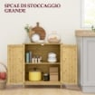 CREDENZA STILE BOHO IN RATTAN E BAMB¨ CON 2 ANTE E MENSOLA INTERNA, 60X27X67.5CM, COLORE LEGNO