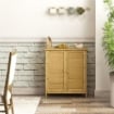 CREDENZA STILE BOHO IN RATTAN E BAMB¨ CON 2 ANTE E MENSOLA INTERNA, 60X27X67.5CM, COLORE LEGNO