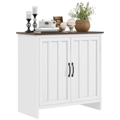 CREDENZA CUCINA MODERNA A 2 ANTE CON RIPIANO REGOLABILE IN LEGNO, 80X39.7X80CM, BIANCO