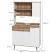 CREDENZA MODERNA MOBILE DISPENSA CON ARMADIETTI E CASSETTO, 98X39X180CM, BIANCO E LEGNO