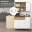 CREDENZA MODERNA MOBILE DISPENSA CON ARMADIETTI E CASSETTO, 98X39X180CM, BIANCO E LEGNO