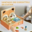 CUCINA GIOCATTOLO PER BAMBINI 3-5 ANNI CON FORNELLO E 12 ACCESSORI IN LEGNO, MULTICOLORE