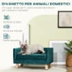 DIVANETTO PER CANI E GATTI STILE SCANDINAVO CON CUSCINO IMBOTTITO IN VELLUTO E LEGNO, 64X45X36CM, BLU