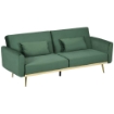 DIVANO LETTO 3 POSTI CON DESIGN CLIC CLAC E 2 CUSCINI, IN TESSUTO EFFETTO VELLUTO, 206X81X83 CM, VERDE